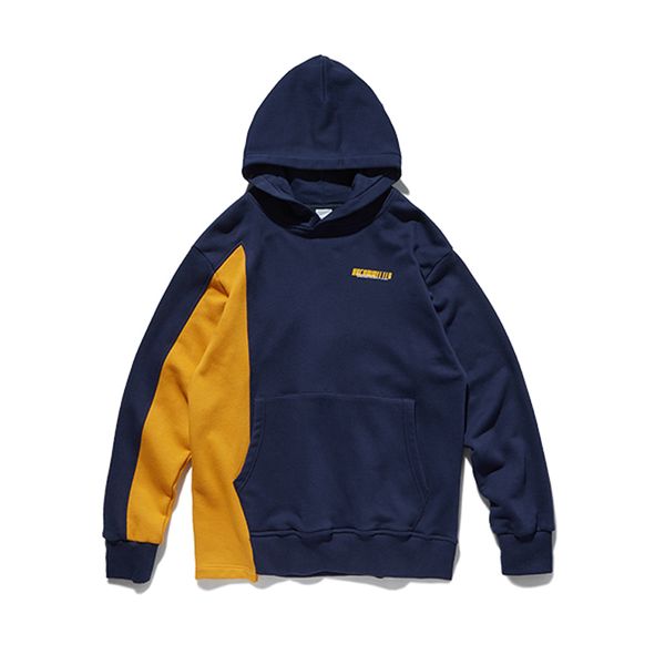 

2019 autumn print color block patchwork pullover hooded sweatshirts hoodies men casual streetwear hipster punk rock hoodie, Black