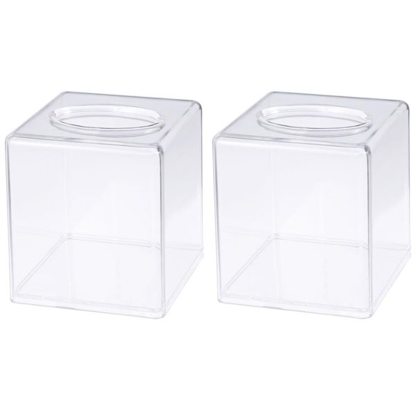 

2 pcs tissue box square fashion transparent tissue holder case paper storage box for ls home restaurants
