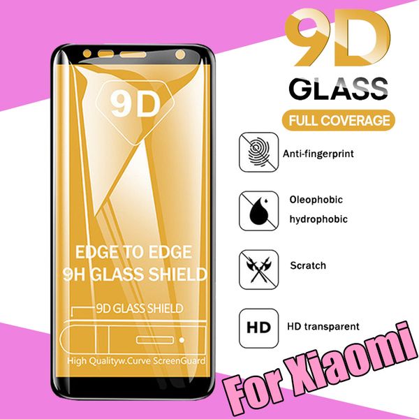 

9d full cover tempered glass curved edge protective film screen protector for xiaomi mi 9 se lite 6x f1 f2 play redmi note 8 pro 7s 7 k20 go