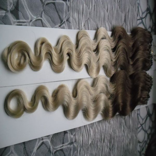 100% Onda Do Corpo Do Cabelo Humano Ombre Cor 1g / s 200g / pacote Micro Talão Links Da Máquina Feito Remy Fácil Anel de Ligação Extensões de Cabelo 10-24 ''