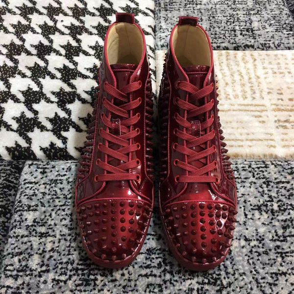 

velvet with spikes shoes men's flat red bottom sneakers wedding party dress casual trainers sneaker 35-46 wholesale, Black