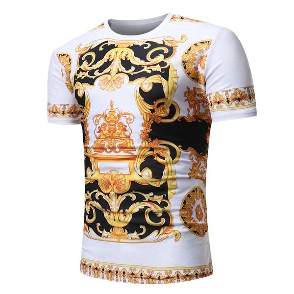 

mens printed tshirts summer white fashion luxury short sleeved tees for male, White;black