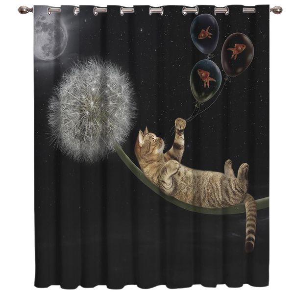 

dandelion cat room curtains large window living room blackout fabric curtain panels with grommets party decoration window
