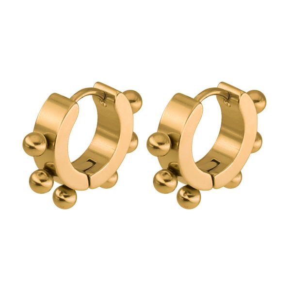 

punk hip hop party 2020 fashion couple accessories stainless steel small ball earrings pierced ladies men's small earrings, Golden;silver