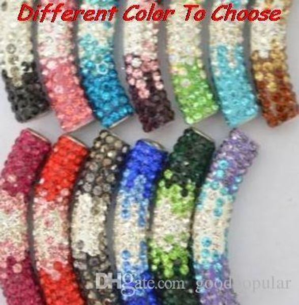 

ld342 20 pcs/lot 45cm mixed multicolor rhinestone micro pave cz crystal gradual change crystal tube long tubes bending beads bracelets e23