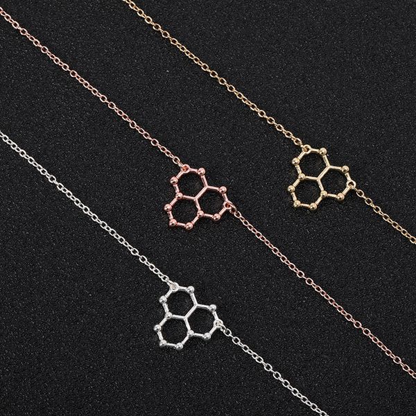 

5pcs ice hydro water h2o molecule structure bracelet geometric science chemistry hormone formula dopamine molecular bracelets bangles, Golden;silver