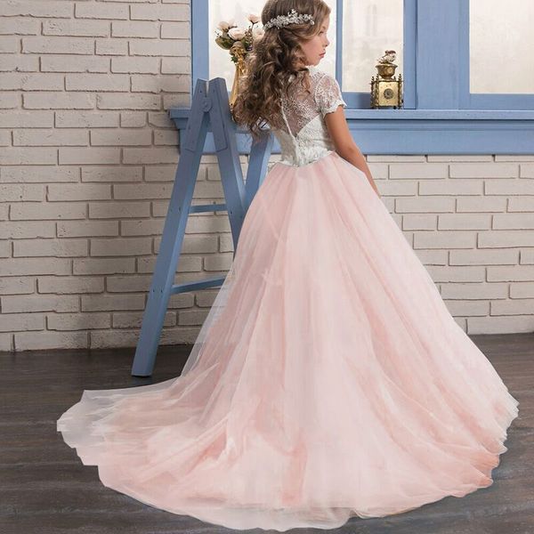 

kids embroidery floral dresses for girls formal evening flower girl wedding dress teenager girls school ceremony party prom gown, Red;yellow