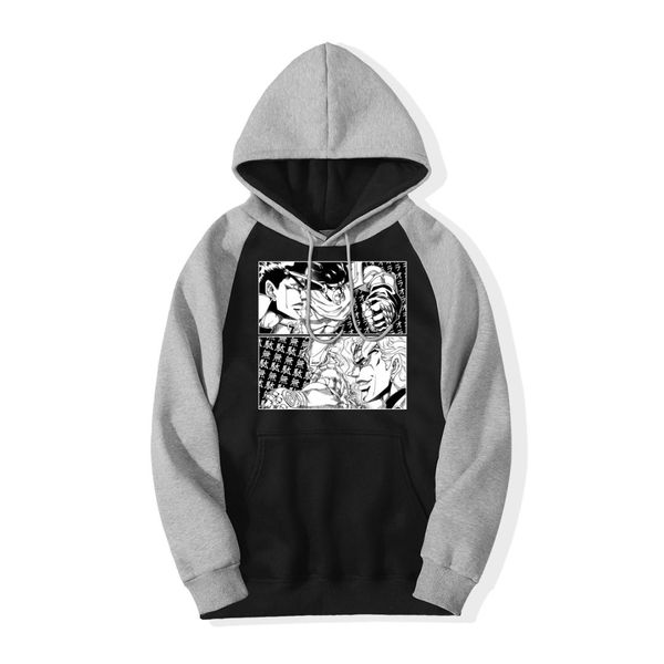 

raglan hoodie men jojo bizarre adventure sweatshirt hoodies the world dio jojo comic ora muda streetwear autumn fleece tracksuit, Black