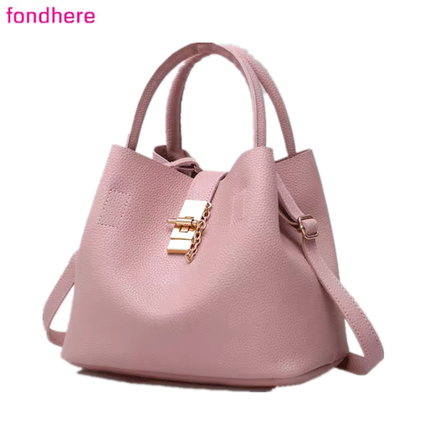 

fondhere new fashion trend lock bag female bag tote child mother soft leather hand bill of lading shoulder cross body