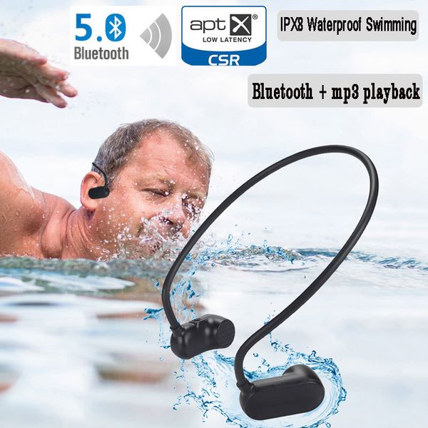 

music players ipx8 waterproof swimming apt-x bluetooth 5.0 and mp3 player bone conduction headset hifi stereo portable usb
