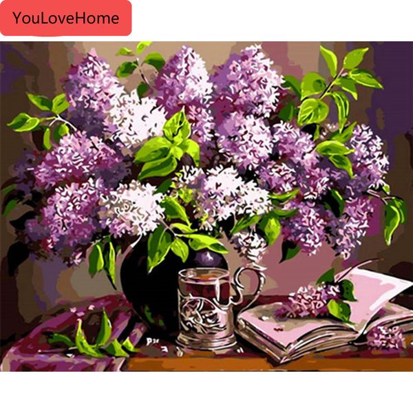 

на холсте краски цифры цветы наборы рисование ручная роспись diy масляная живопись картины домашнее украшение искусство подарок diy picture