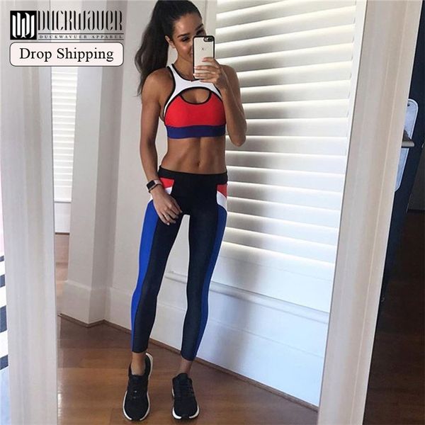 

dropshipping] 1 шт на заказ женщин 2 шт йога set crop top леггинсы фитнес бег tracksuit центр спортивной костюм
