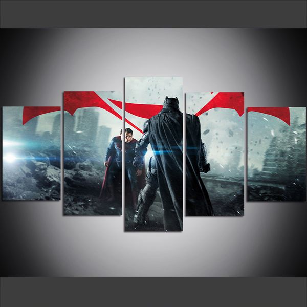 

5 piece large size canvas wall art batman vs superman hd print oil painting wall art pictures for living room paintings wall decor