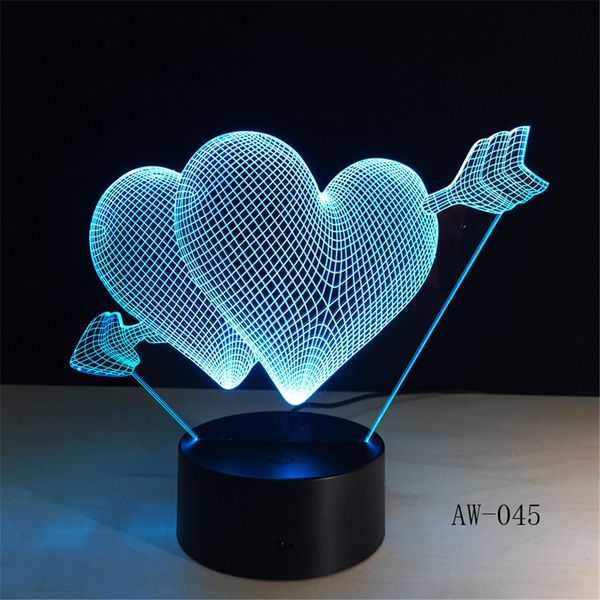 

love romantic 3d arrow through the heart led night light desk lamp wedding bedroom decor lovers couple sweetheart gift aw-045