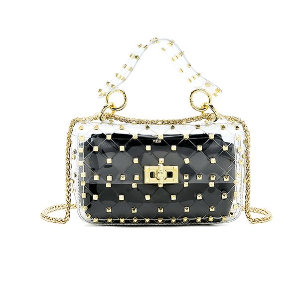 

xianjian rivet handbag pink studs bag punk crossbody bag clear composite 2pcs/set handbag of rivets