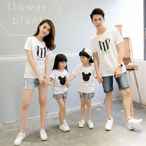 

family clothing 2020 summer cartoon short-sleeve t-shirt family matching outfits for mother daughter and father son clothes, Blue