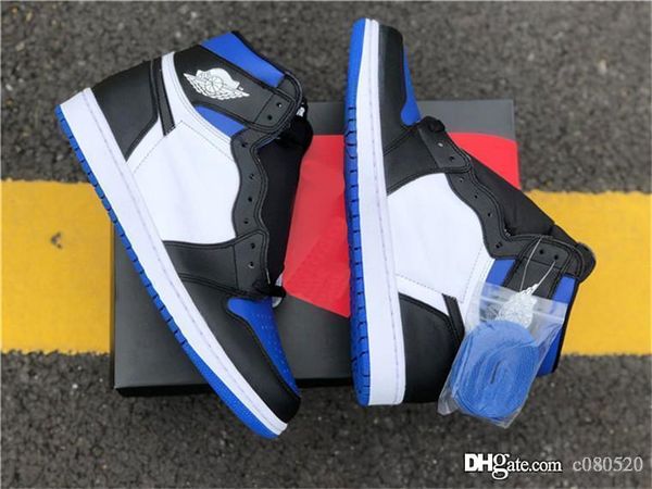 

2020 release 1 high og black white game royal mens basketball shoes athlete designer sneakers black 555088-041 us7-13 with original box