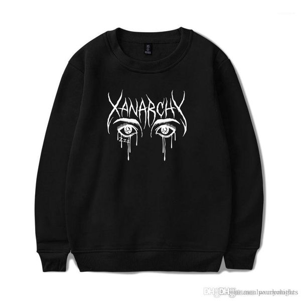 

флис весна осень осень толстовки уличный подросток хип-хоп пуловеры lil xan xanarchy мужские o-образным вырезом толстовки, Black