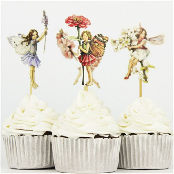 2019 24pacflower Fairy Party Cupcake Topper Happy Birthday Party