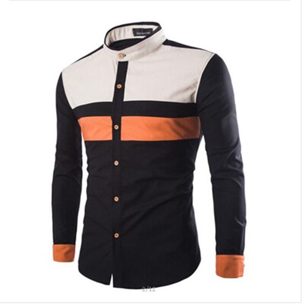 

оптовая продажа-2017 осень новый стиль мужская повседневная рубашка мода объединение вместе рубашка с длинным рукавом хлопок стенд sollar sl, White;black