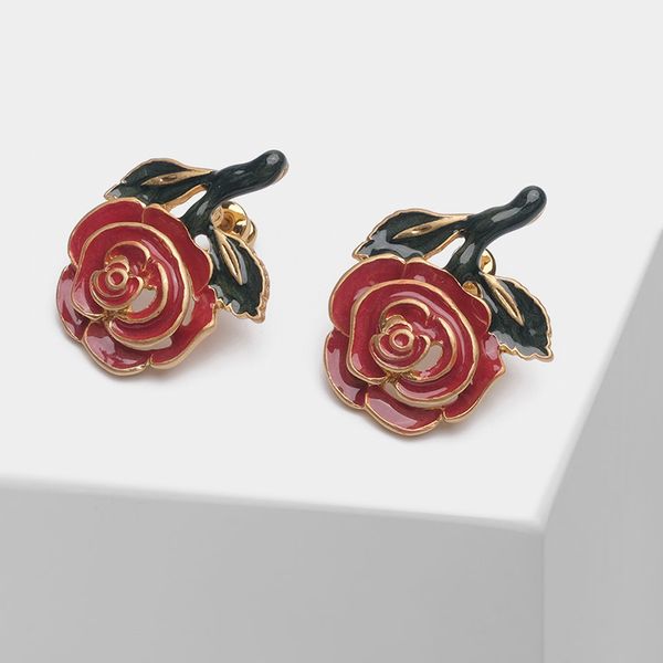 

amorita boutique rose floral design sweet and romantic drop earrings, Silver