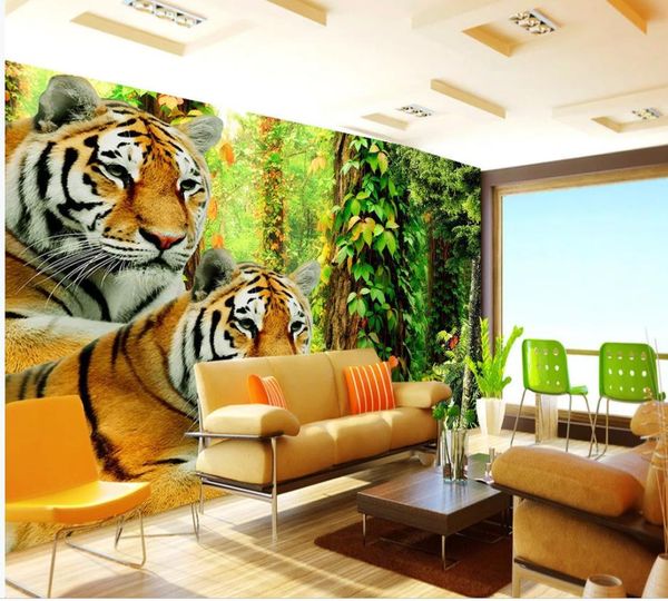 

forest tiger jungle wall mural 3d wallpaper 3d wall papers for tv backdrop