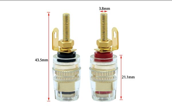 50pcs 4mm Bananenbuchse Professionelles Gold überzogene Verbindungspfosten Nut Bananenstecker Jack-Anschluss löschen Lautsprecher Jack Adapter Sockels