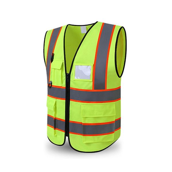 

reflective vest high visibility multi pocket safety gear outdoor protector tank construction security guard outer wear, Black