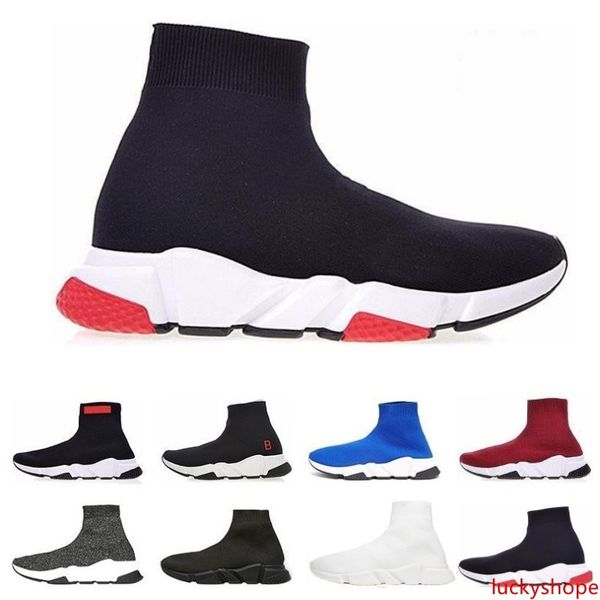 

2019 new paris speed trainers knit sock shoe original luxury designer mens womens sneakers high casual shoes with