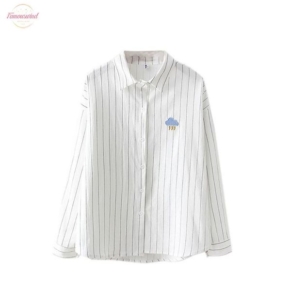 

2020 women blouses office ladies embroidery shirt striped blouses female blusas plus size drop shipping, White