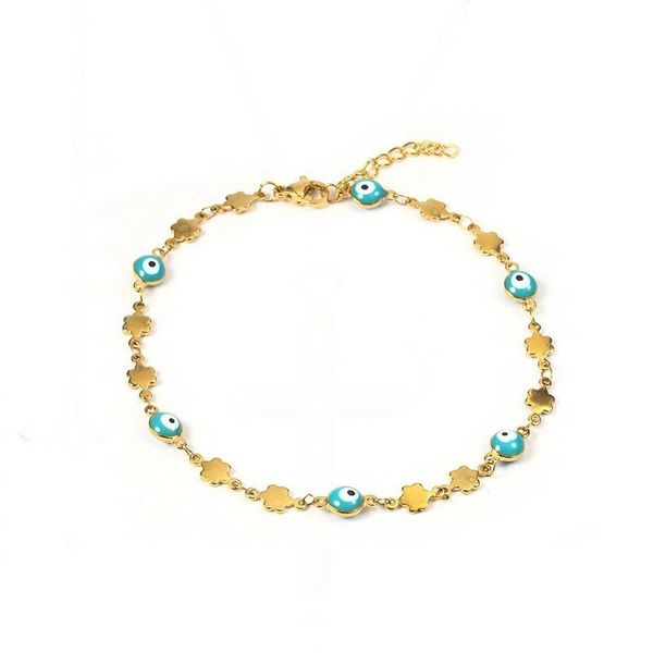 

2019 gold turkey tiny mini evil eye stainless steel chain link beads bracelet in mixed color evil eyes protection for her, Black