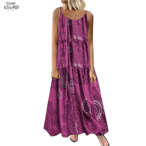 

plus size maxi dress bohemian floral print long dresses casual sleeveless cotton linen ethnic loose vestido mujer sundress, Black;gray
