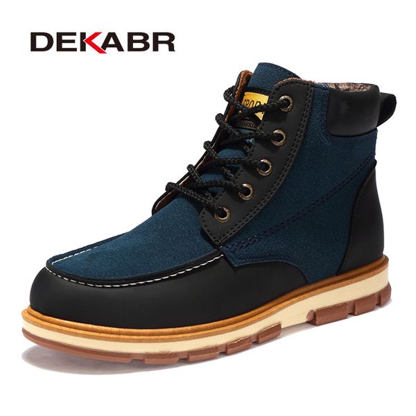 

dekabr brand new fashion pu leather men boots comfortable men shoes ankle boots short plush winter warm shoes men size 39~46 t200305, Black