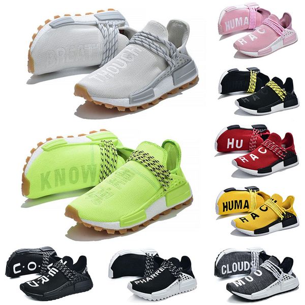 

2019 new human race men women running shoes fashion triple black oreo green yellow pharrell williams hu designer sneakers trainers 36-47, White;red