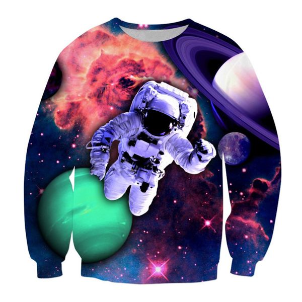 

astronaut lost in space 3d all over print crewneck pullover hoodies sweatshirt casual hipster streetwear men clothing, Black