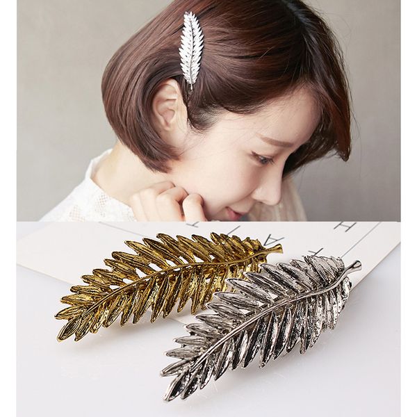 Fashion Hairpins Vintage Metal Leaf Hair Clip For Women Girl Hair