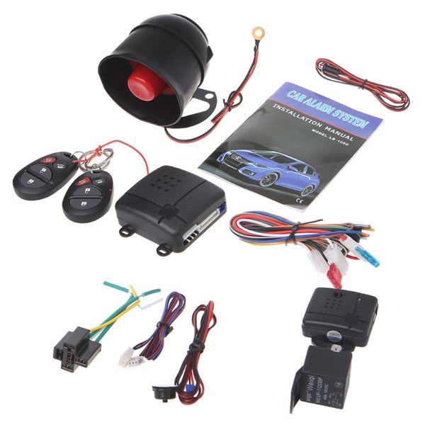 

1-way car vehicle burglar alarm system keyless entry security system w/ 2 remote