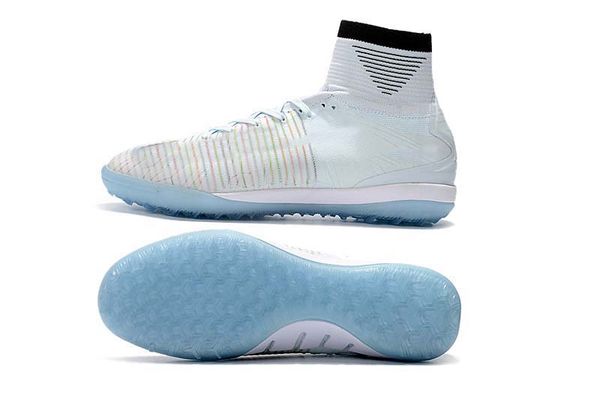 

mens/woman/kids football boots superfly v tf/ic/fg white blue soccer shoes