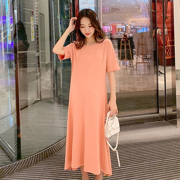 2019 Solid Color Plus Size Short Sleeve O Neck Pregnant Women
