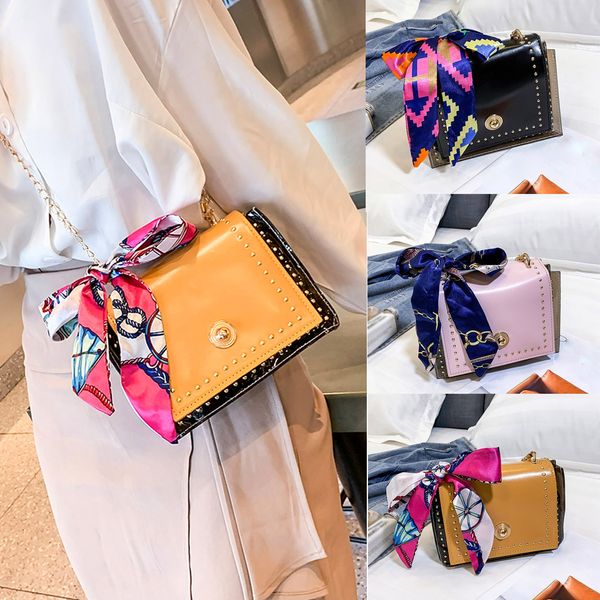 

fashion lady retro silk scarf translucent versatile shoulder bag candy colors korean version messenger bag taschen women#35