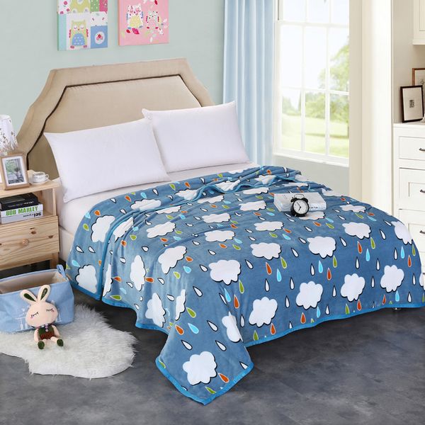 

blue cloud blankets quilts twin full queen king fashion blankets soft throw flannel blanket on bed/car/sofa luxury rugs