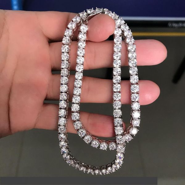 

2020 heart arrow cubic zirconia bling sparking wedding gift boy men cool tennis long chain tennis cz necklace, Silver