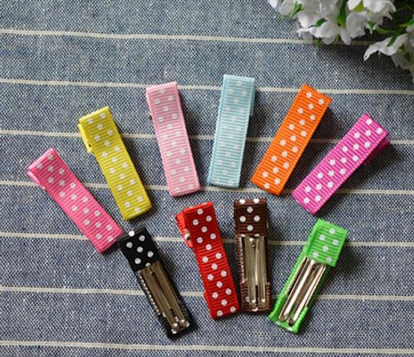 20pcs 35MM coberta de bolinhas fita Acessórios grampo de cabelo pequena hairpin jacaré Duplo Prong clips menina arcos de cabelo flores hairband FJ3240