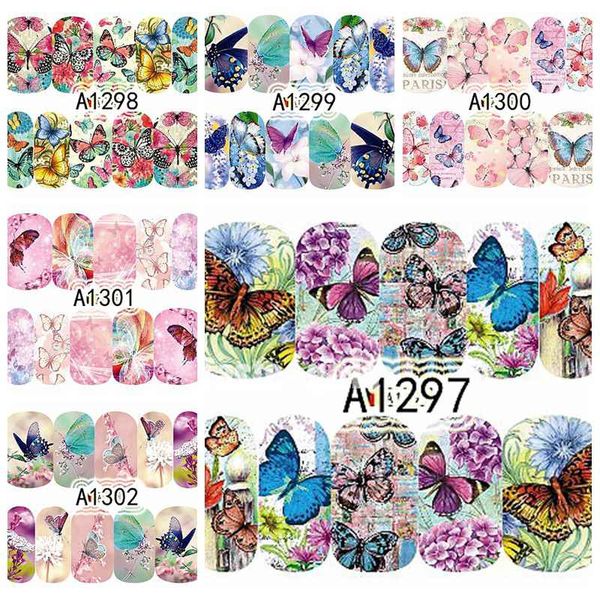 

1 sheet colorful dreamlike beautiful butterfly dreamcatcher designs water transfer nail art stickers decals diy a1297-1320, Black