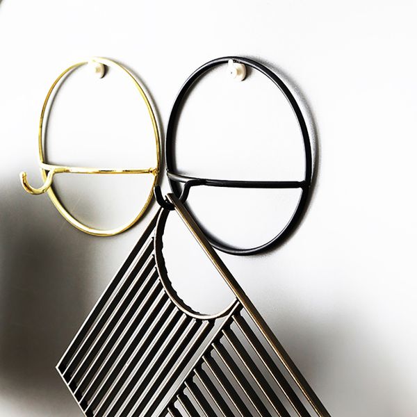 

1pc nordic style geometric shape gold iron art storage hook wall key holder home decoration accessories coat wall hanger new