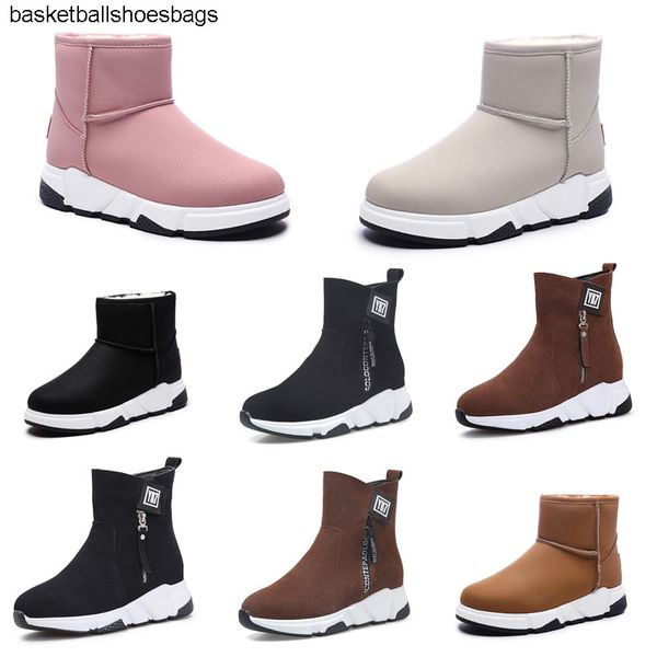 

fashion women 2020 designer non-brand winter boots black pink beige brown suede snow ankle boots outdoor keep warm 35-40 style 14