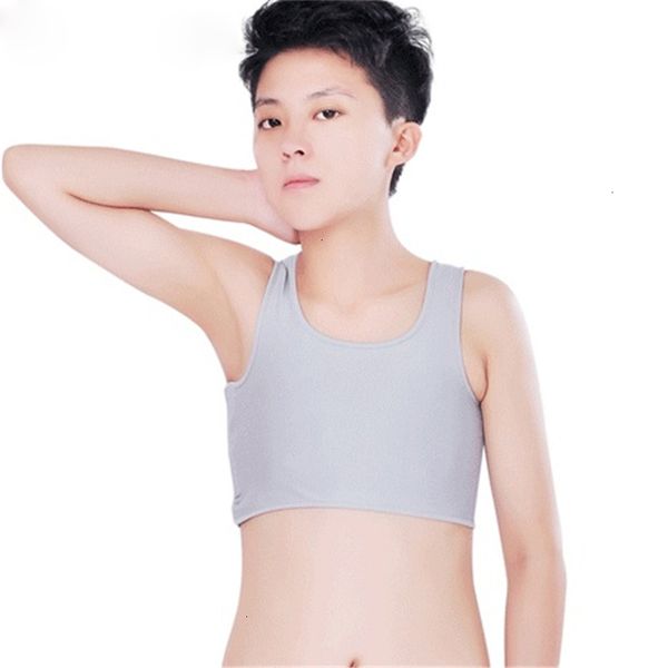 

les lesbian casual breathable buckle short chest breast binder trans vest plus size s 5xl sm 0006, Black;white