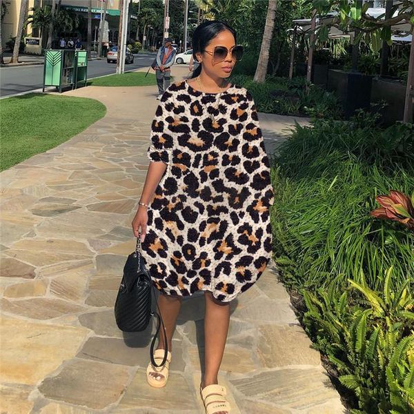 

women leopard designer dress a-line fashion casual tie dyed loose autumn fall dresses vestidoes, Black;gray