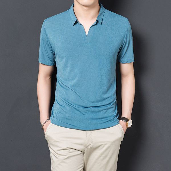 

summer short-sleeved men's tide brand t-shirt trend t handsome men's business casual solid color tencel compassionate thin, White;black