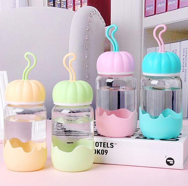 

pumpkin glass cup children water bottles with rope gift cup advertising bottles custom logol four colors mixed 350ml r436546
